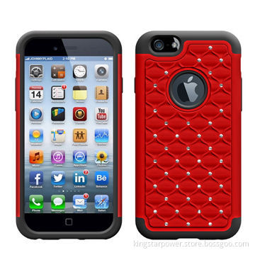 PC Silicone Rhinestone Studded Phone Case for iPhone 6